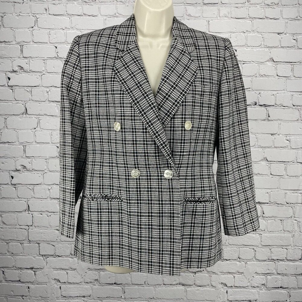 Vintage Giorgio Sant’ Angelo Black White Check Lightweight Blazer Jacket Small S